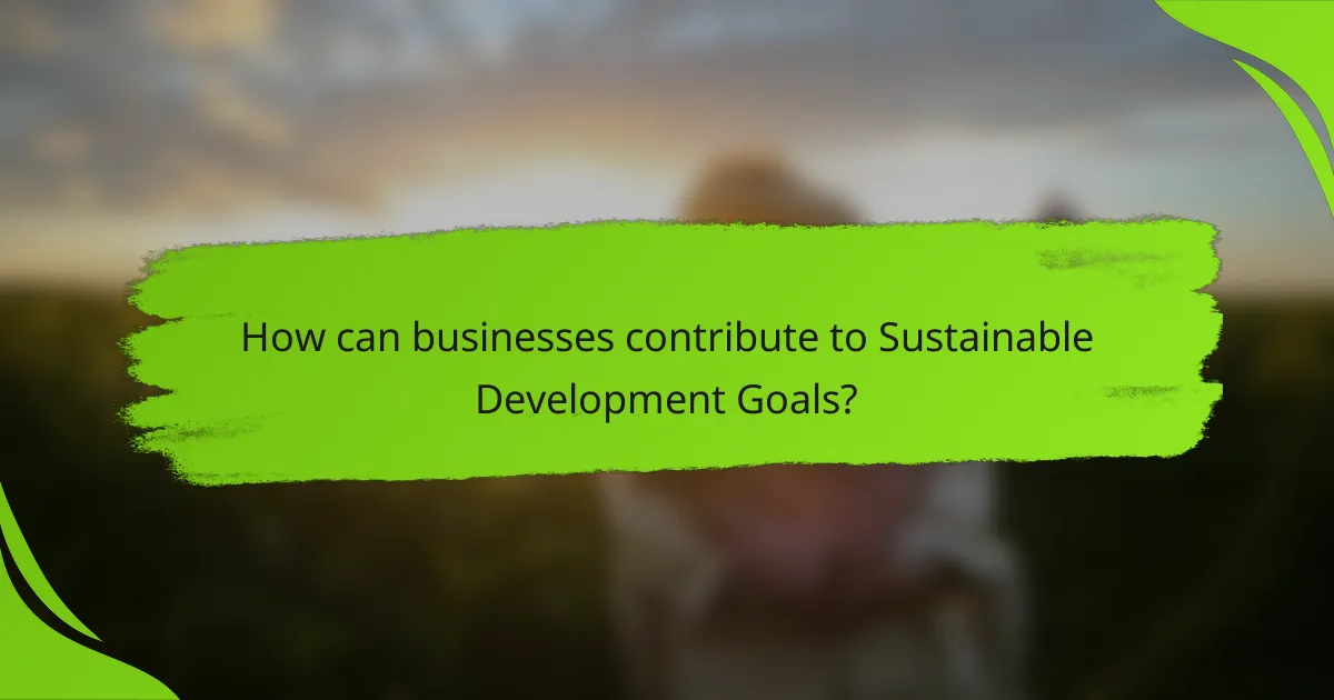 How can businesses contribute to Sustainable Development Goals?