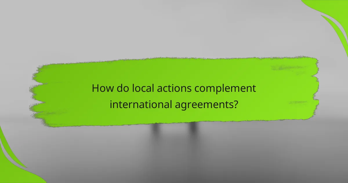 How do local actions complement international agreements?