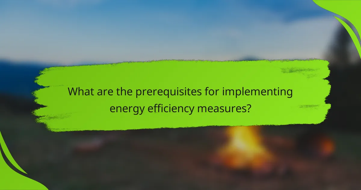 What are the prerequisites for implementing energy efficiency measures?