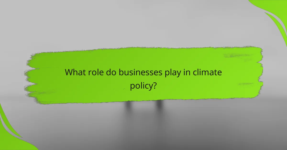 What role do businesses play in climate policy?