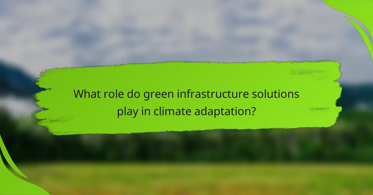 What role do green infrastructure solutions play in climate adaptation?